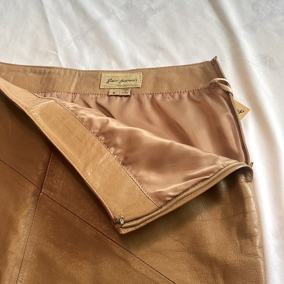Rem Garson tan leather knee pencil skirt - Picture 8 of 12